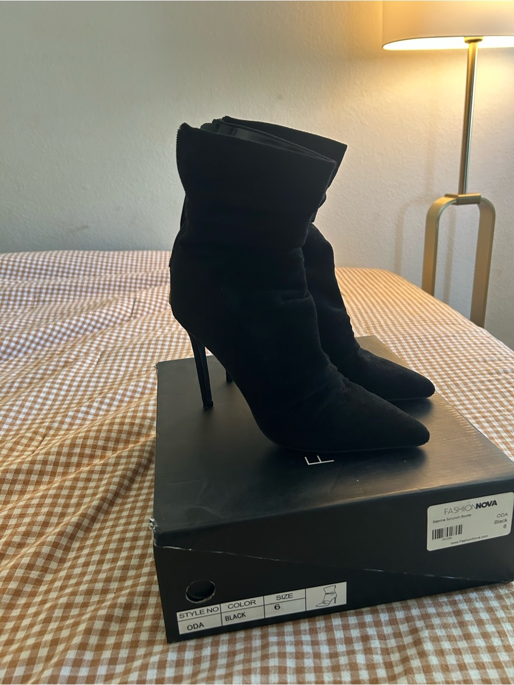 Fashion Nova Black Suede Pointed Stiletto Ankle Boots